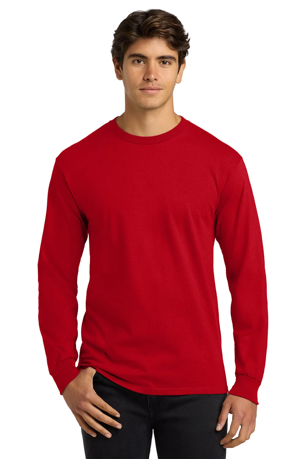 Gildan Mens Ultra Long Sleeve Crewneck T-Shirt - Red  Affordable Clothing Gildan