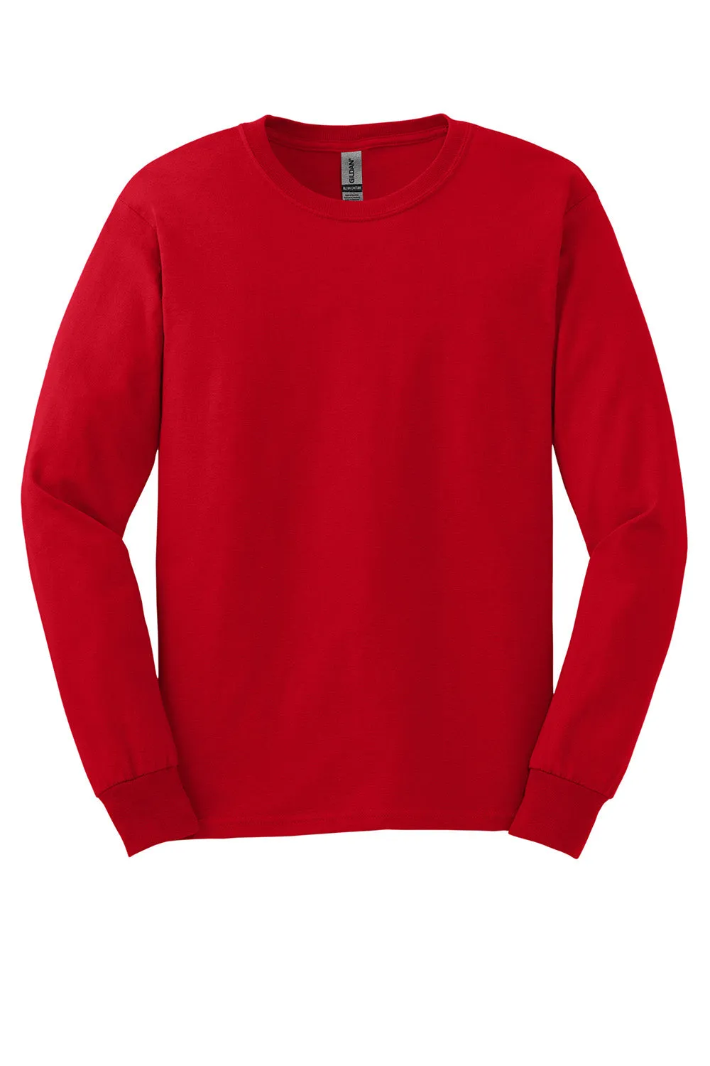Gildan Mens Ultra Long Sleeve Crewneck T-Shirt - Red  Affordable Clothing Gildan