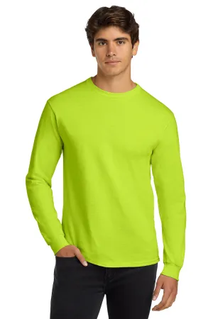 Gildan Mens Ultra Long Sleeve Crewneck T-Shirt - Safety Green  Affordable Clothing Gildan