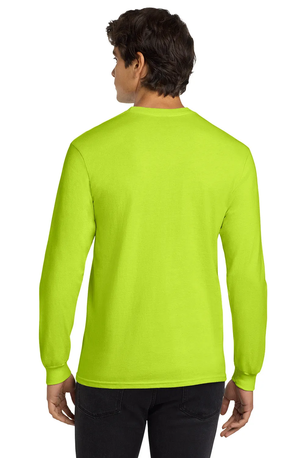 Gildan Mens Ultra Long Sleeve Crewneck T-Shirt - Safety Green  Affordable Clothing Gildan