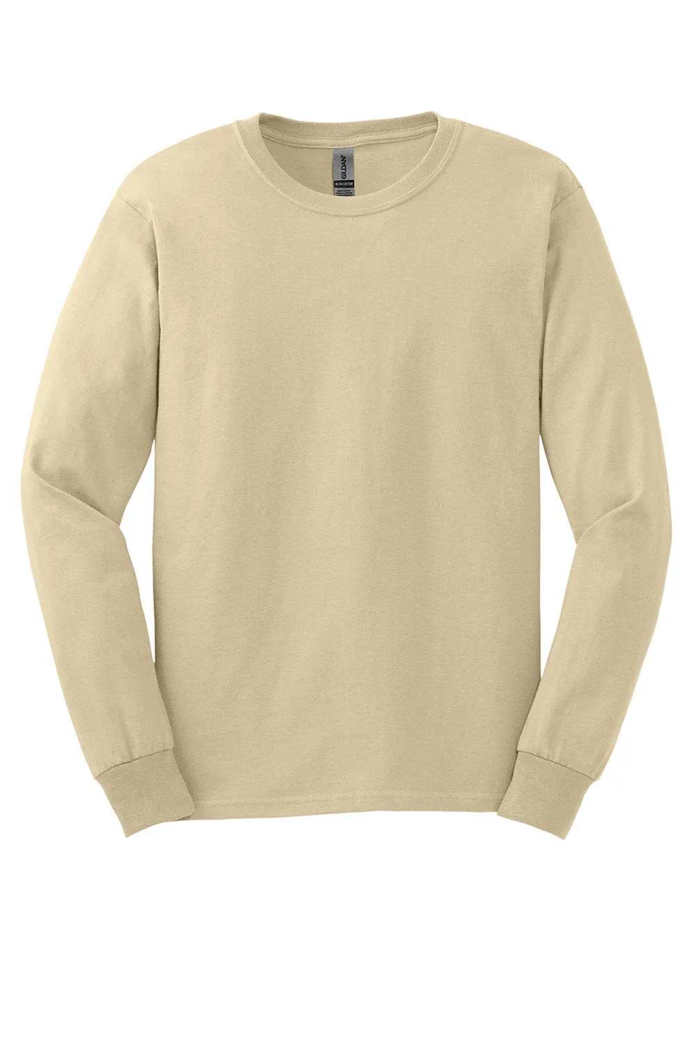 Gildan Mens Ultra Long Sleeve Crewneck T-Shirt - Sand  Affordable Clothing Gildan