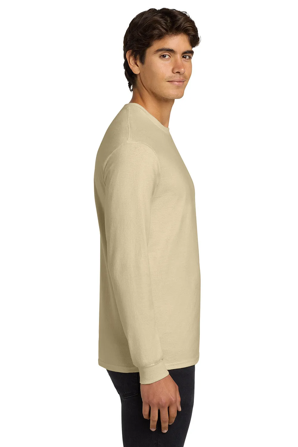 Gildan Mens Ultra Long Sleeve Crewneck T-Shirt - Sand  Affordable Clothing Gildan