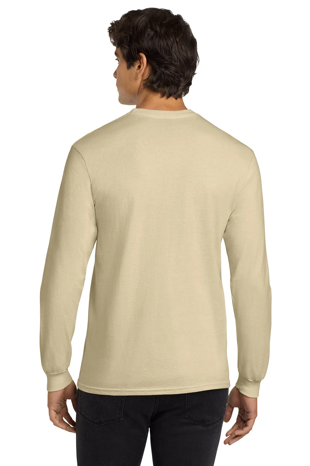 Gildan Mens Ultra Long Sleeve Crewneck T-Shirt - Sand  Affordable Clothing Gildan