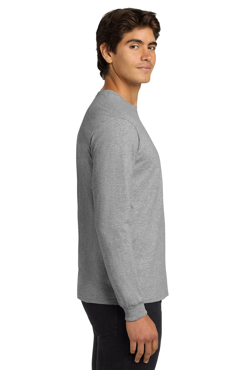 Gildan Mens Ultra Long Sleeve Crewneck T-Shirt - Sport Grey  Affordable Clothing Gildan