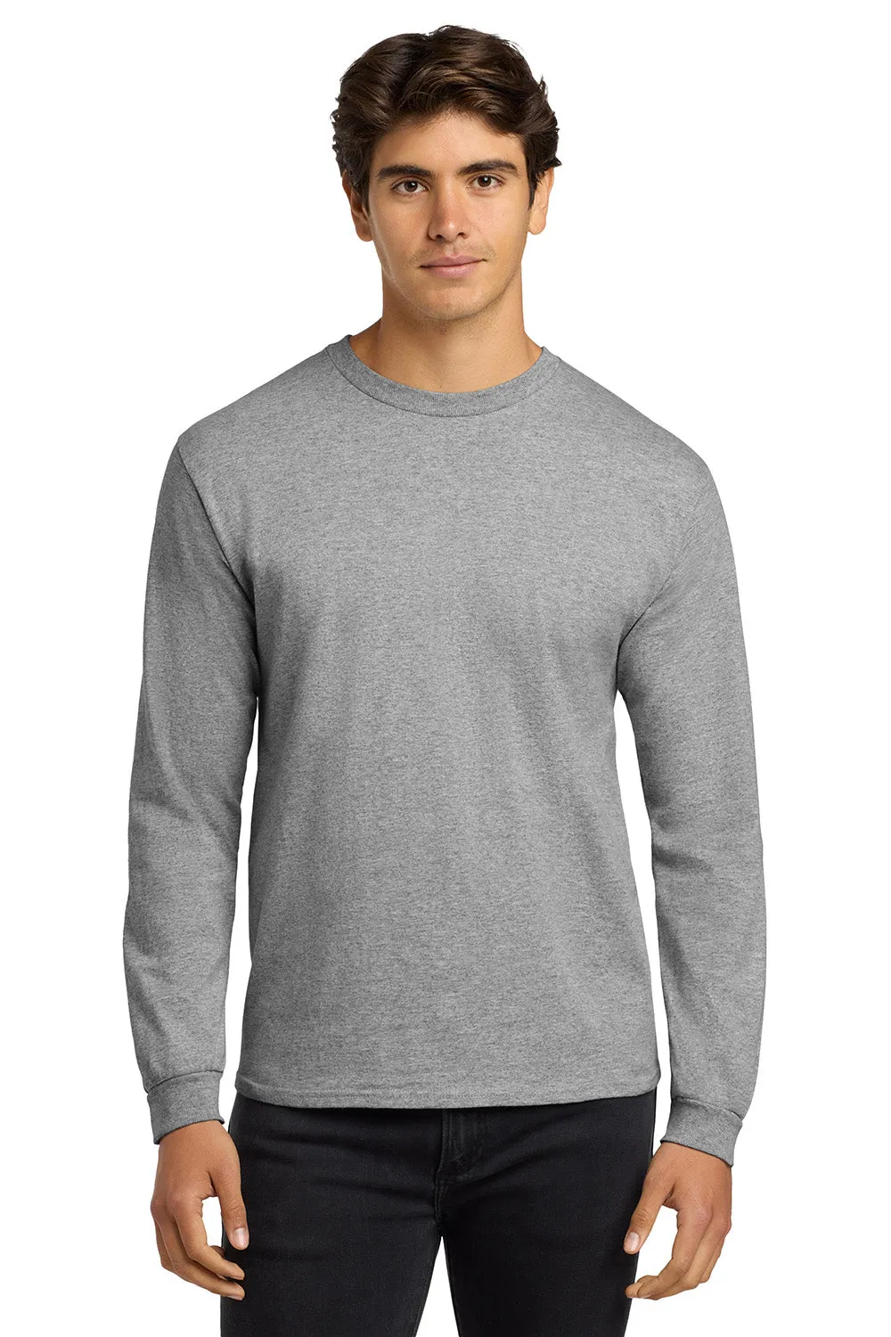 Gildan Mens Ultra Long Sleeve Crewneck T-Shirt - Sport Grey  Affordable Clothing Gildan