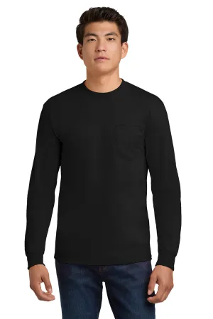 Gildan Mens Ultra Long Sleeve Crewneck T-Shirt w/ Pocket - Black  Affordable Clothing Gildan