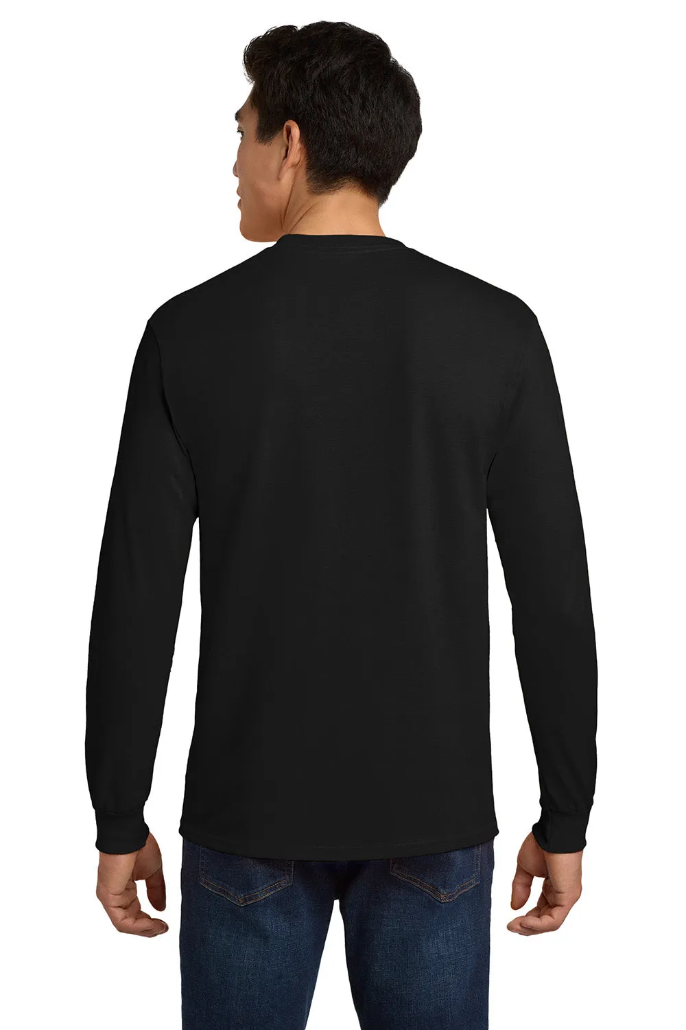 Gildan Mens Ultra Long Sleeve Crewneck T-Shirt w/ Pocket - Black  Affordable Clothing Gildan