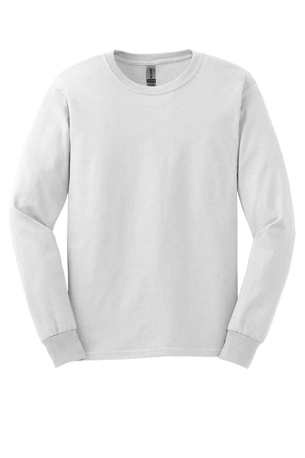 Gildan Mens Ultra Long Sleeve Crewneck T-Shirt - White  Affordable Clothing Gildan
