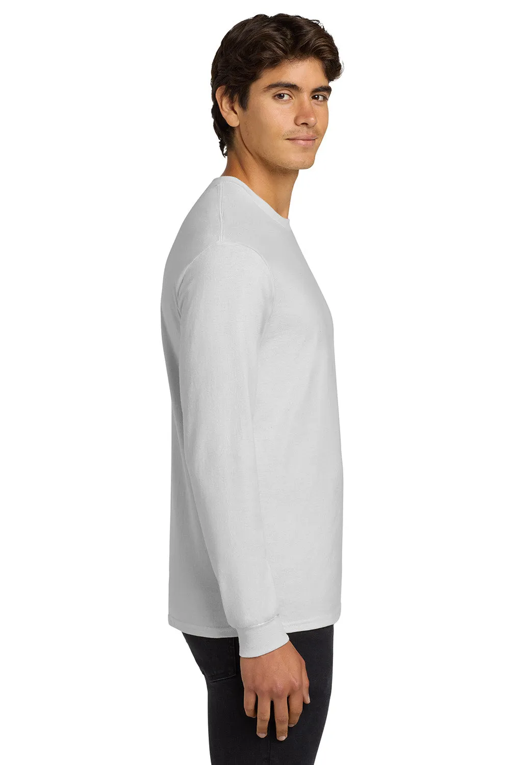 Gildan Mens Ultra Long Sleeve Crewneck T-Shirt - White  Affordable Clothing Gildan