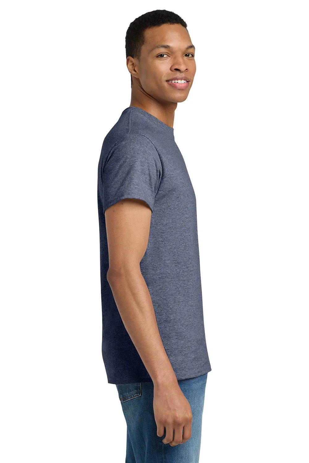 Gildan Mens Ultra Short Sleeve Crewneck T-Shirt - Heather Navy Blue  Affordable Clothing Gildan