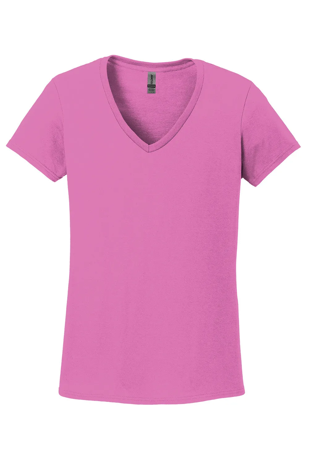 Gildan Womens Short Sleeve V-Neck T-Shirt - Azalea Pink  Affordable Clothing Gildan