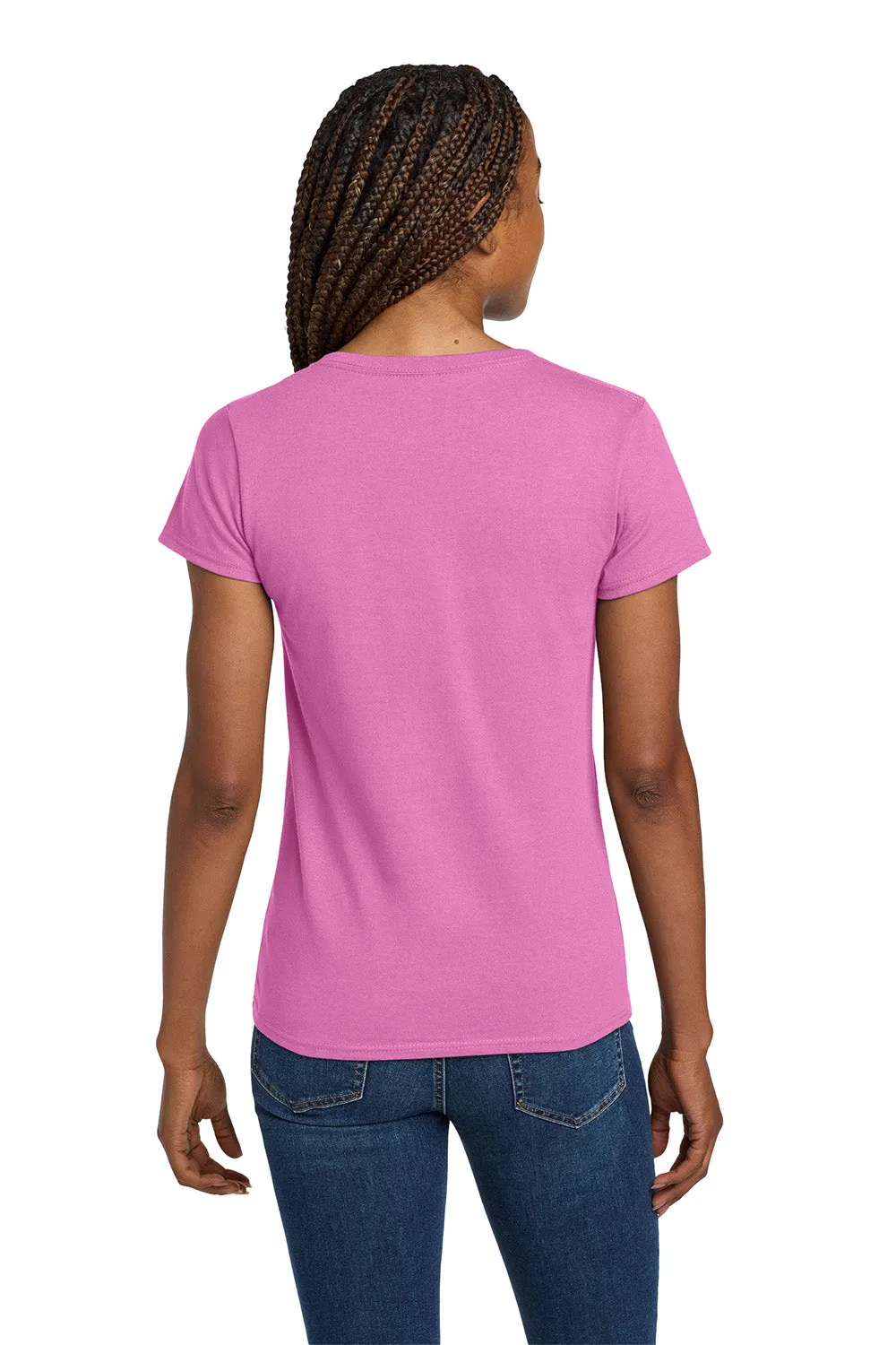 Gildan Womens Short Sleeve V-Neck T-Shirt - Azalea Pink  Affordable Clothing Gildan