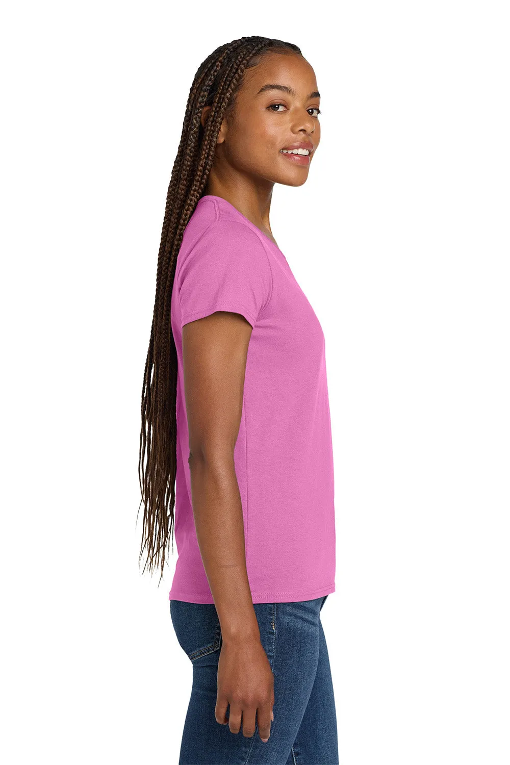 Gildan Womens Short Sleeve V-Neck T-Shirt - Azalea Pink  Affordable Clothing Gildan