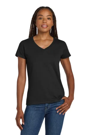 Gildan Womens Short Sleeve V-Neck T-Shirt - Black  Affordable Clothing Gildan