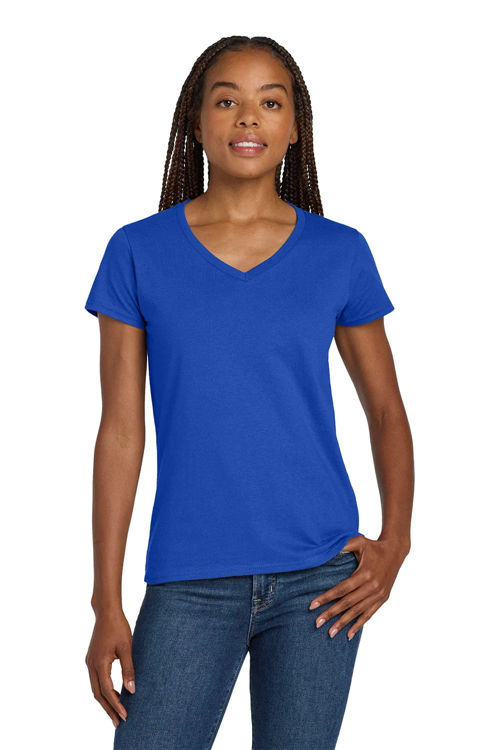 Gildan Womens Short Sleeve V-Neck T-Shirt - Royal Blue  Affordable Clothing Gildan