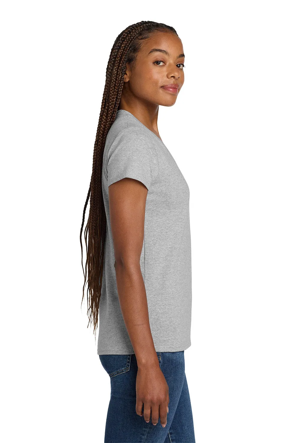 Gildan Womens Short Sleeve V-Neck T-Shirt - Sport Grey  Affordable Clothing Gildan