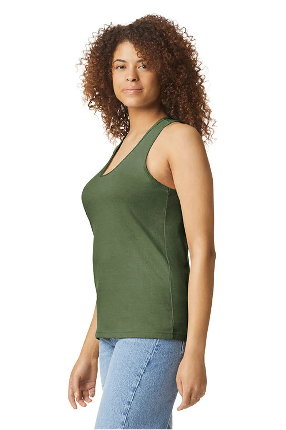 Gildan Womens Softstyle CVC Racerback Tank Top - Cactus Green  Affordable Clothing Gildan