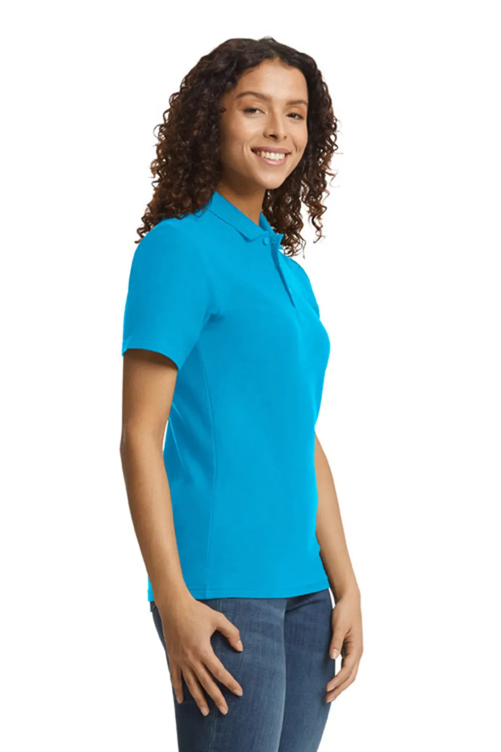 Gildan Womens SoftStyle Double Pique Short Sleeve Polo Shirt - Sapphire Blue  Affordable Clothing Gildan