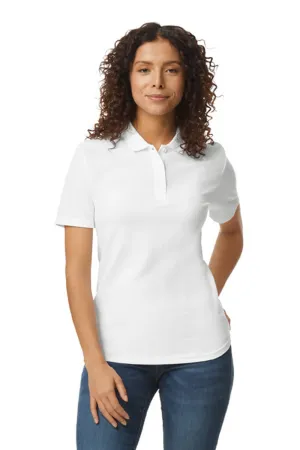 Gildan Womens SoftStyle Double Pique Short Sleeve Polo Shirt - White  Affordable Clothing Gildan