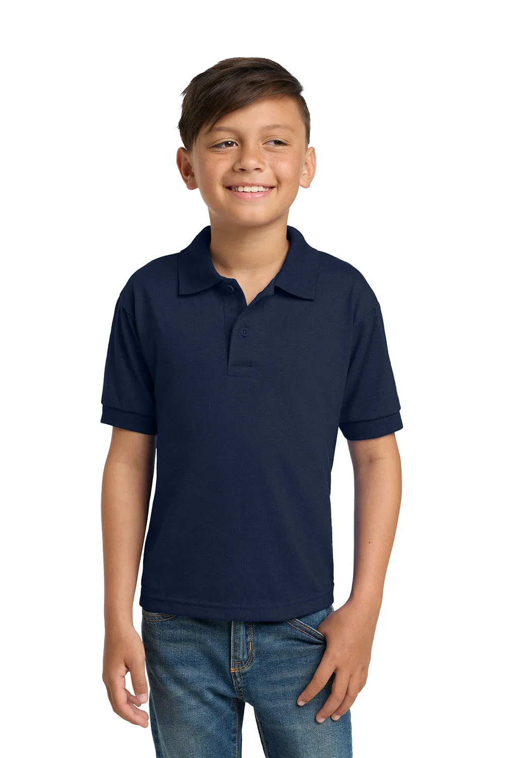 Gildan Youth DryBlend Moisture Wicking Short Sleeve Polo Shirt - Navy Blue  Affordable Clothing Gildan