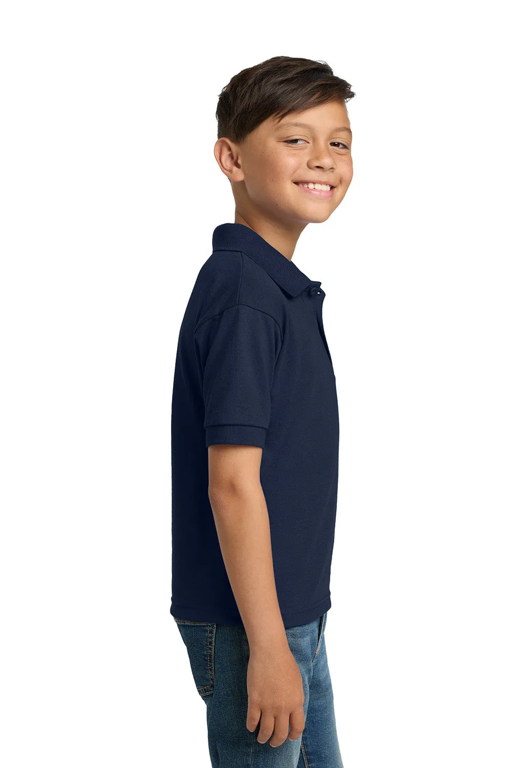 Gildan Youth DryBlend Moisture Wicking Short Sleeve Polo Shirt - Navy Blue  Affordable Clothing Gildan