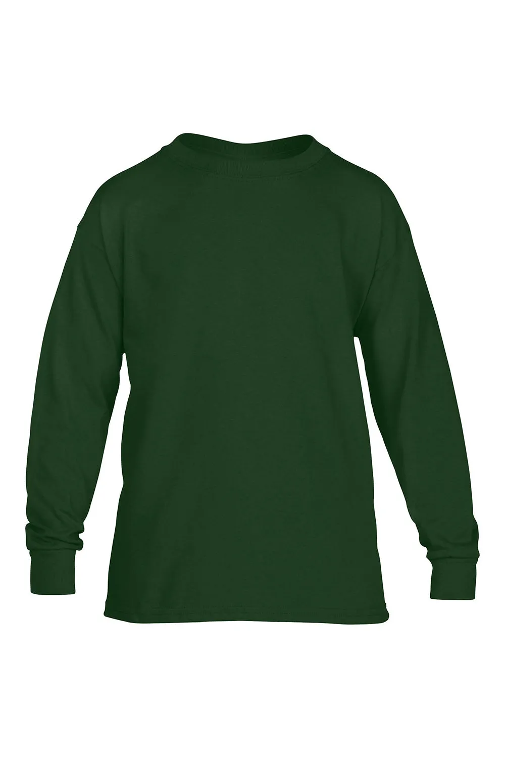 Gildan Youth Long Sleeve Crewneck T-Shirt - Forest Green  Affordable Clothing Gildan