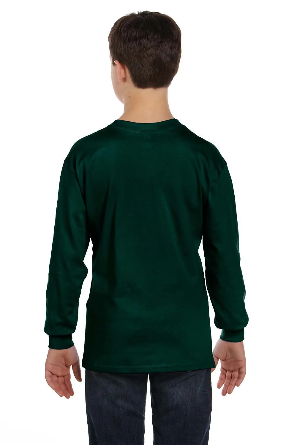Gildan Youth Long Sleeve Crewneck T-Shirt - Forest Green  Affordable Clothing Gildan