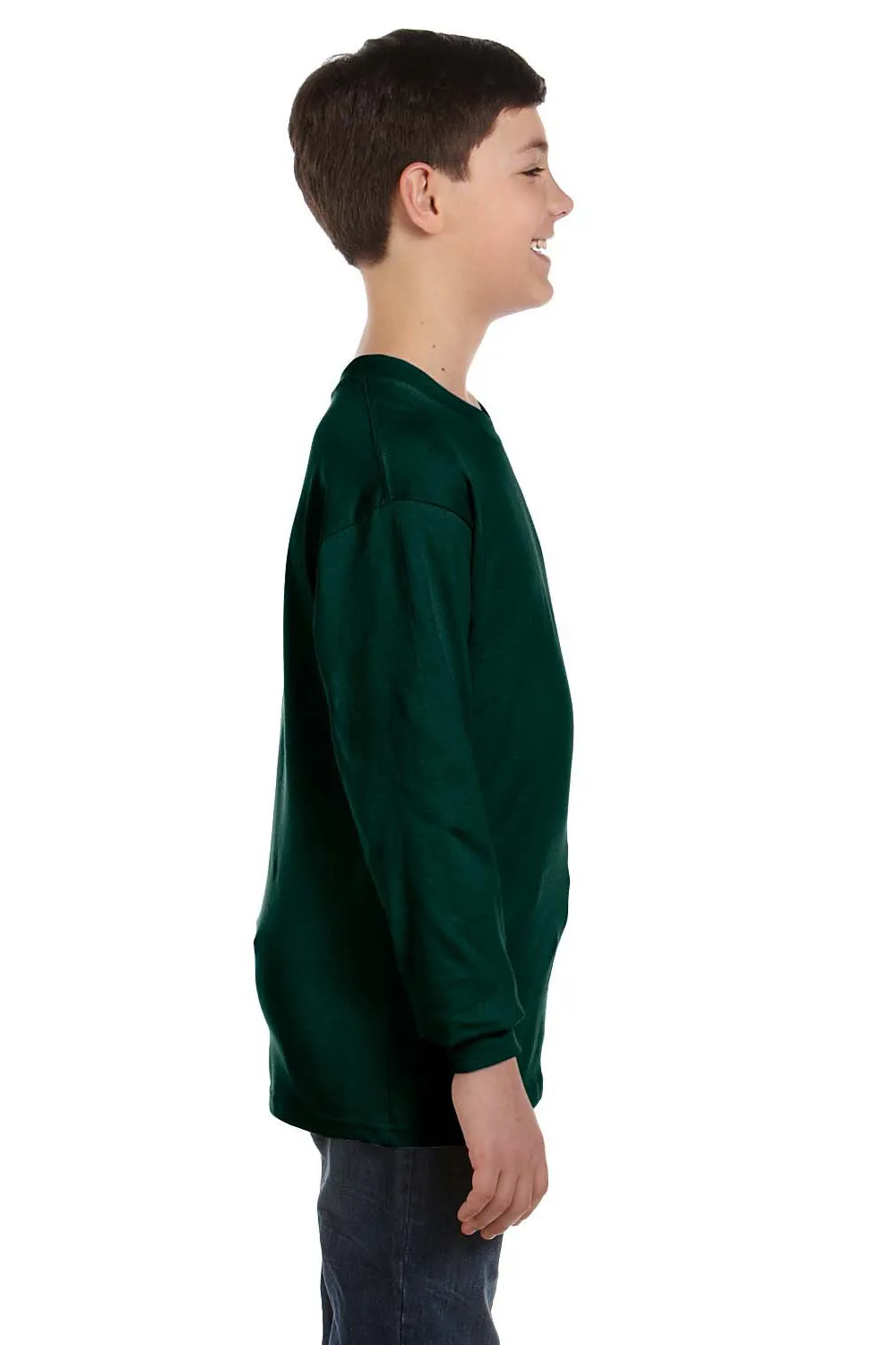 Gildan Youth Long Sleeve Crewneck T-Shirt - Forest Green  Affordable Clothing Gildan