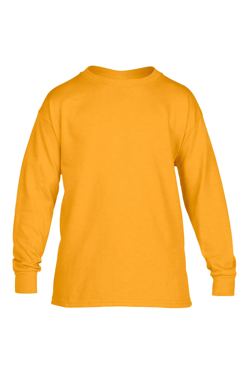 Gildan Youth Long Sleeve Crewneck T-Shirt - Gold  Affordable Clothing Gildan