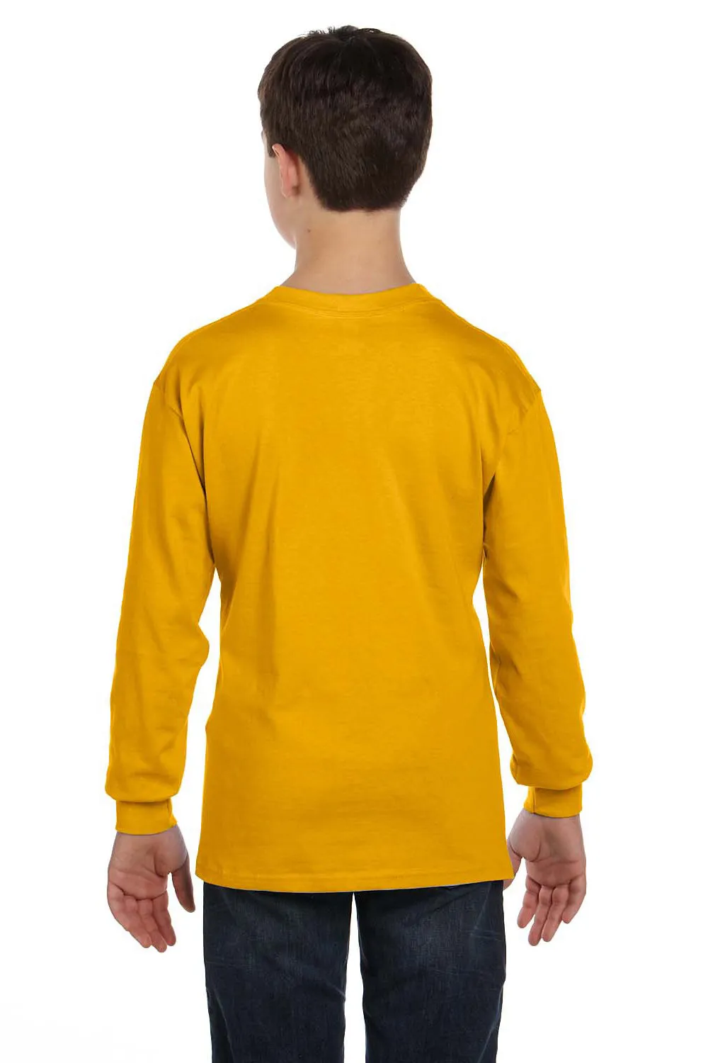 Gildan Youth Long Sleeve Crewneck T-Shirt - Gold  Affordable Clothing Gildan