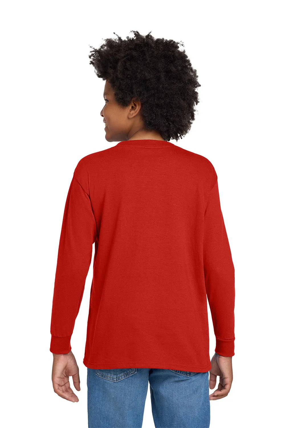 Gildan Youth Long Sleeve Crewneck T-Shirt - Red  Affordable Clothing Gildan