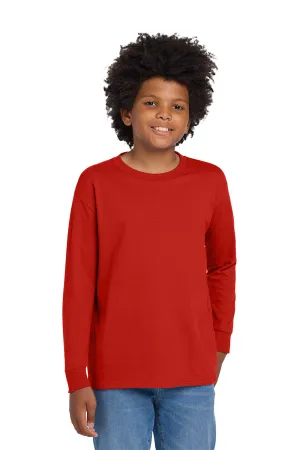 Gildan Youth Long Sleeve Crewneck T-Shirt - Red  Affordable Clothing Gildan