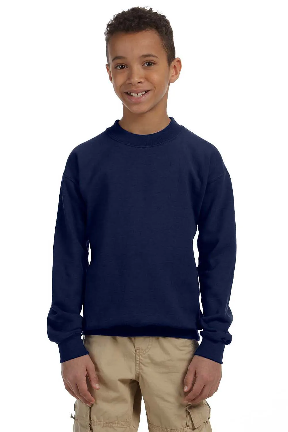Gildan Youth Pill Resistant Fleece Crewneck Sweatshirt - Navy Blue  Affordable Clothing Gildan