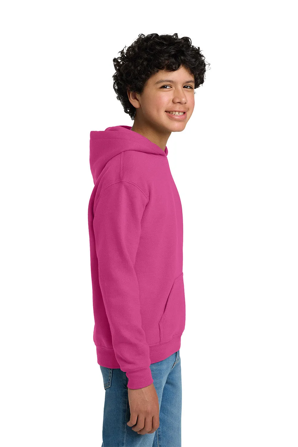 Gildan Youth Pill Resistant Hooded Sweatshirt Hoodie w/ Pouch Pocket - Heliconia Pink  Affordable Clothing Gildan