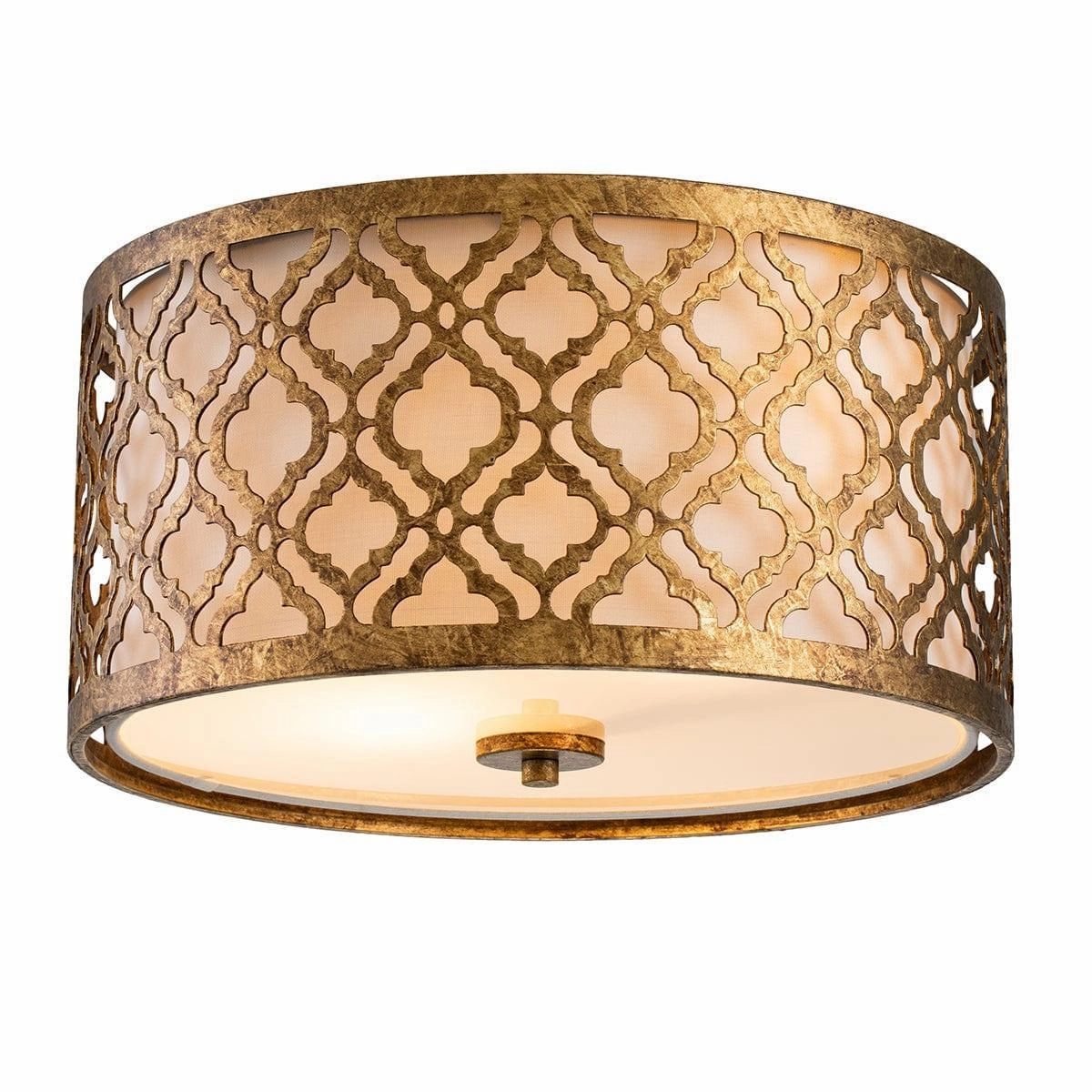 Gilded Nola Arabella 2 Light Gold Flush Ceiling Light ambient ceiling fixture