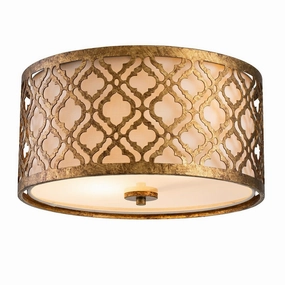 Gilded Nola Arabella 2 Light Gold Flush Ceiling Light white ceiling lamp