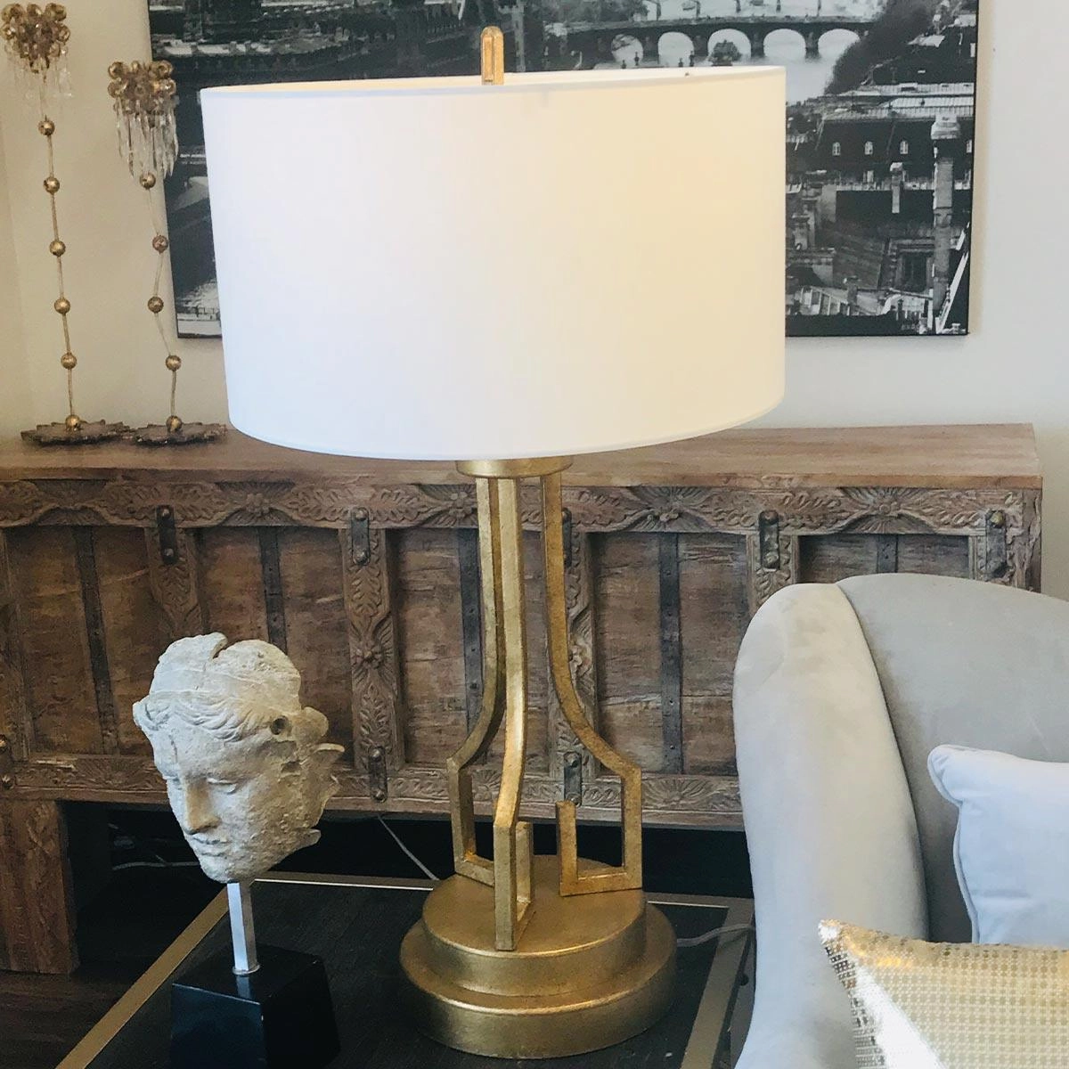 Gilded Nola Lemuria 1 Light Table Lamp - Distressed Gold