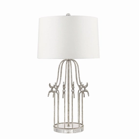 Gilded Nola Stella 1 Light Distressed Silver Table Lamp energy-saving LED light