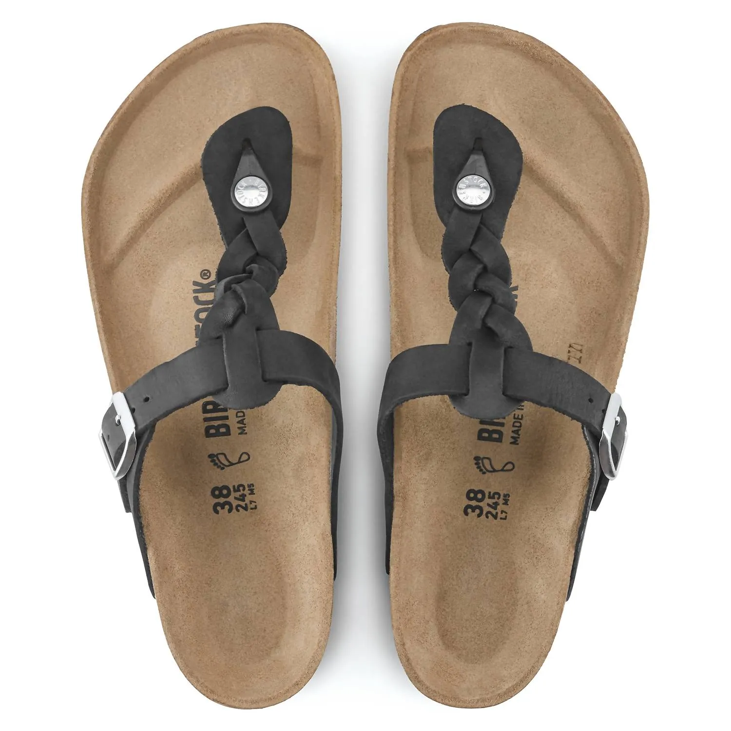 Gizeh Sandal In Black Oiled Leather