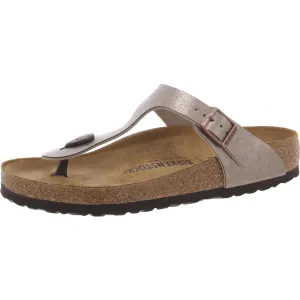 Gizeh Womens Leather Metallic Thong Sandals