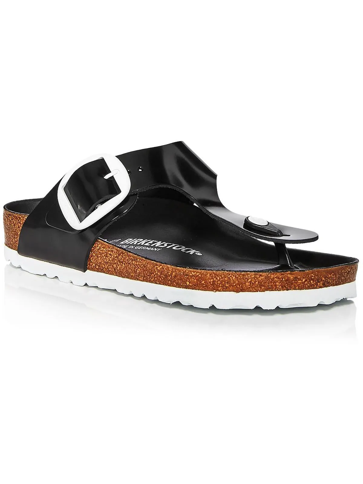 Gizeh  Womens Patent Leather Slip On Thong Sandals