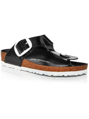 Gizeh  Womens Patent Leather Slip On Thong Sandals
