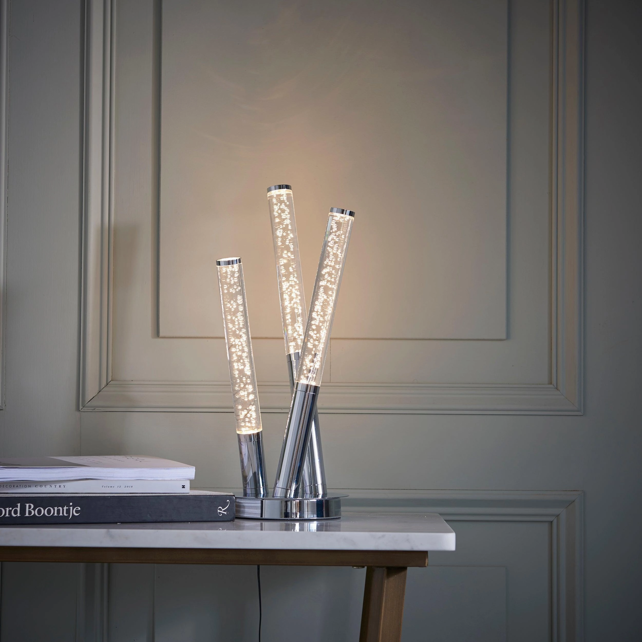 Glacier 3 Light LED Stainless Steel & Acrylic Table Lamp