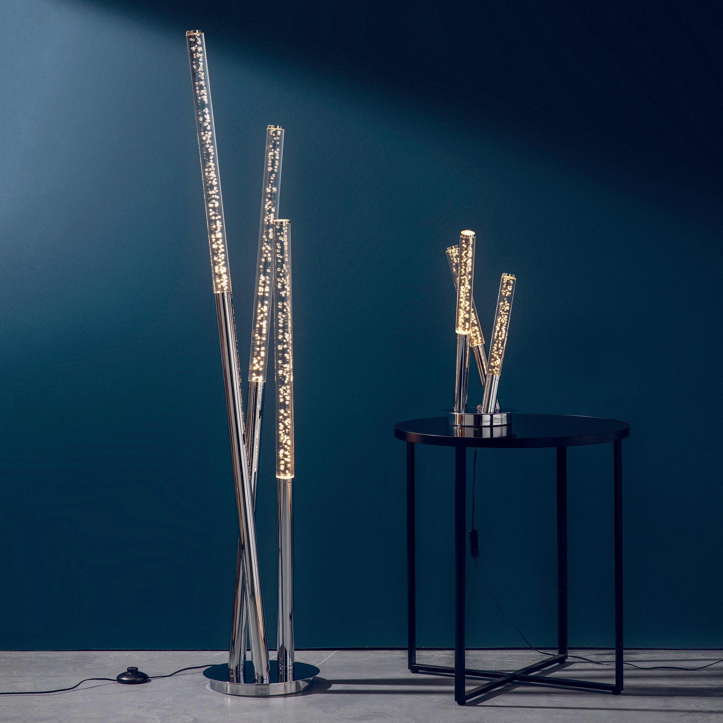 Glacier 3 Light LED Stainless Steel & Acrylic Table Lamp