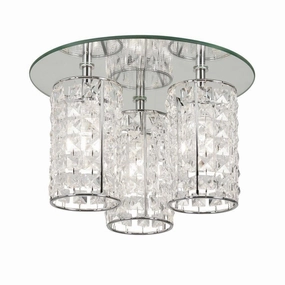 Glamour Chrome 3 Light Semi Flush Bathroom Ceiling Light soft glow ceiling light