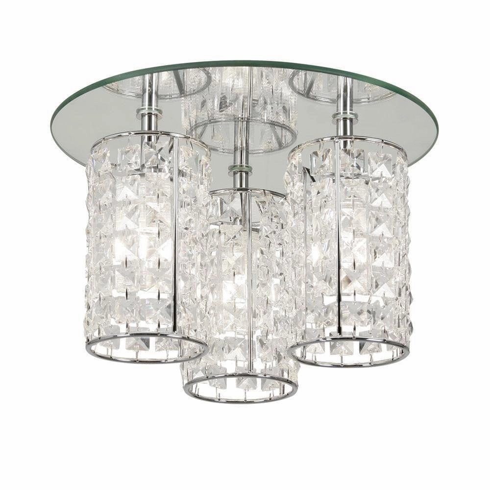 Glamour Chrome 3 Light Semi Flush Bathroom Ceiling Light soft glow ceiling light