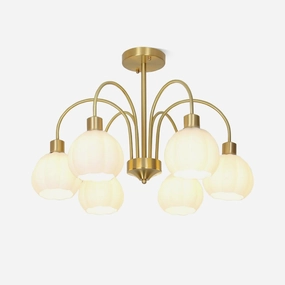 Glass Pumpkin Gold Chandelier minimalist reading light