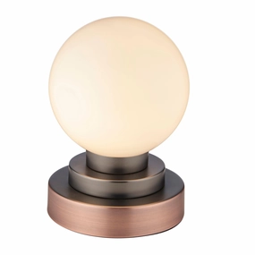 Globe Copper Art Deco Touch Table Lamp - Opal Glass Shade energy-saving LED light