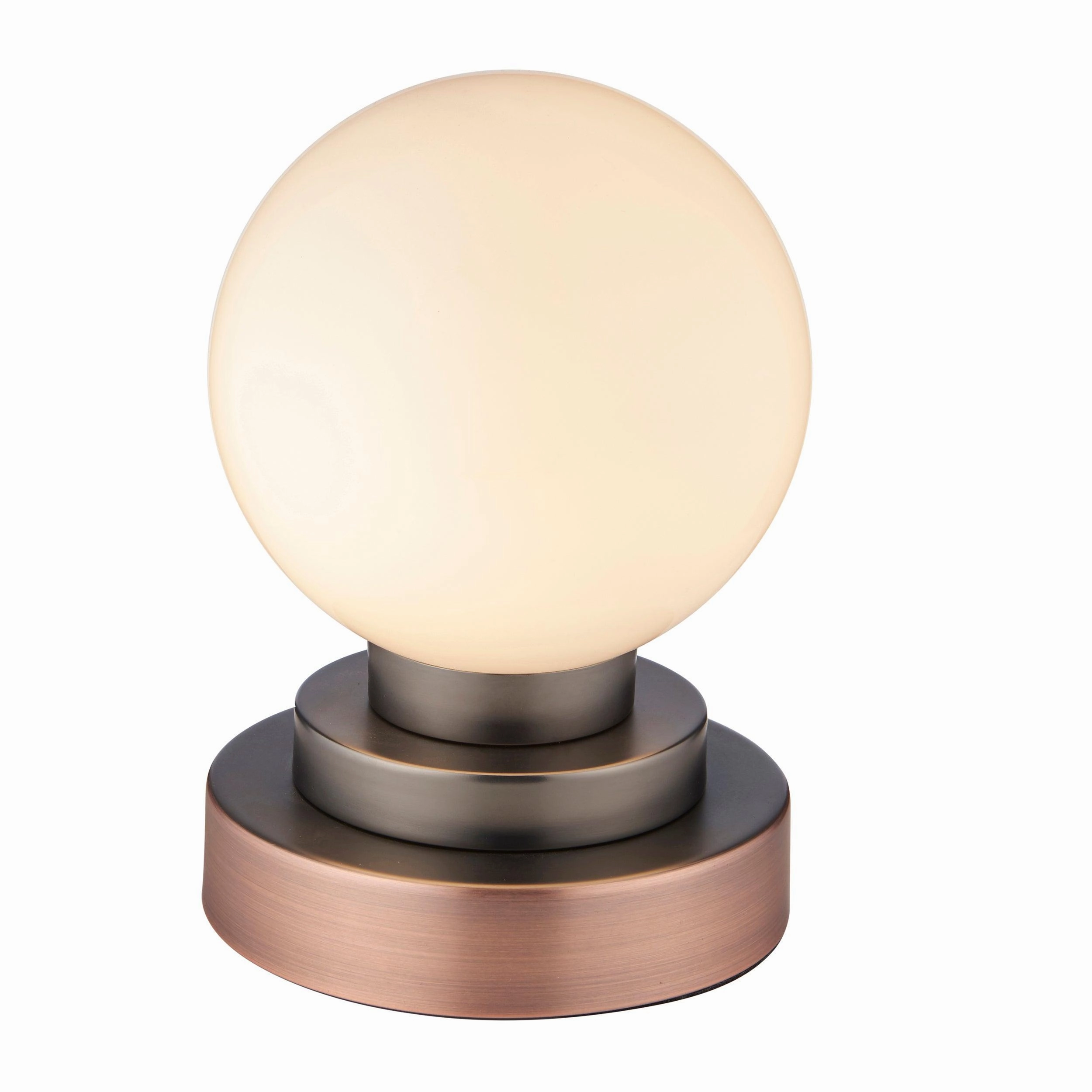 Globe Copper Art Deco Touch Table Lamp - Opal Glass Shade energy-saving LED light