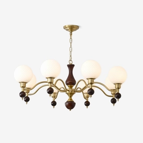 Globe Orb Wood Chandelier minimalist reading light